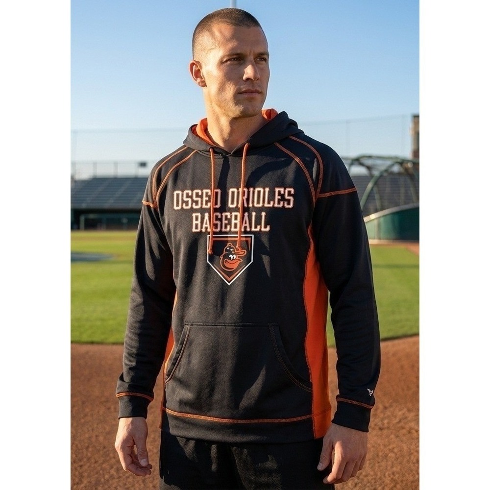 Mizuno Drylite Osseo Orioles Baseball Hoodie Sweatshirt Men's L Black Team Logo